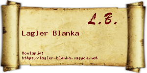 Lagler Blanka névjegykártya